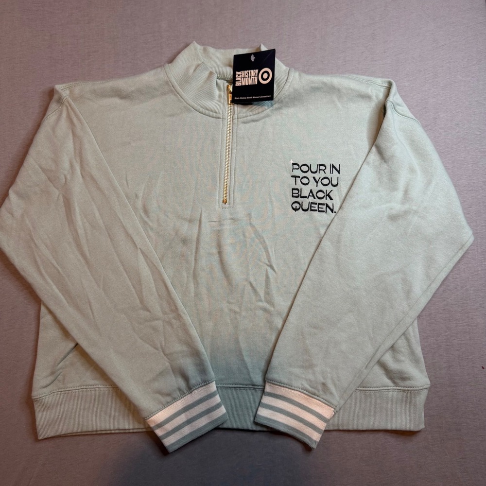 Legendary Rootz Black History Month Sweatshirt Sage‎ Green Ombre Quarter Zip S